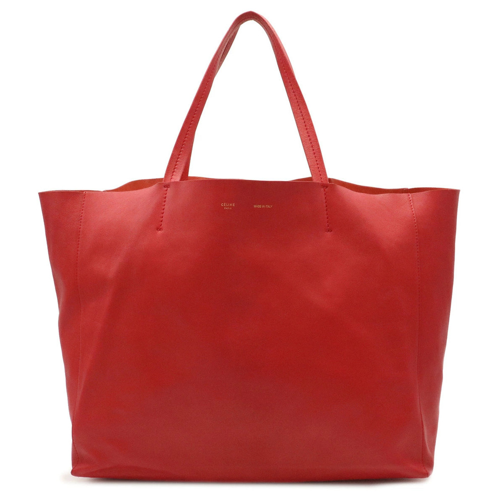 Celine Horizontal Cabas Tote Bag Shoulder Leather Red